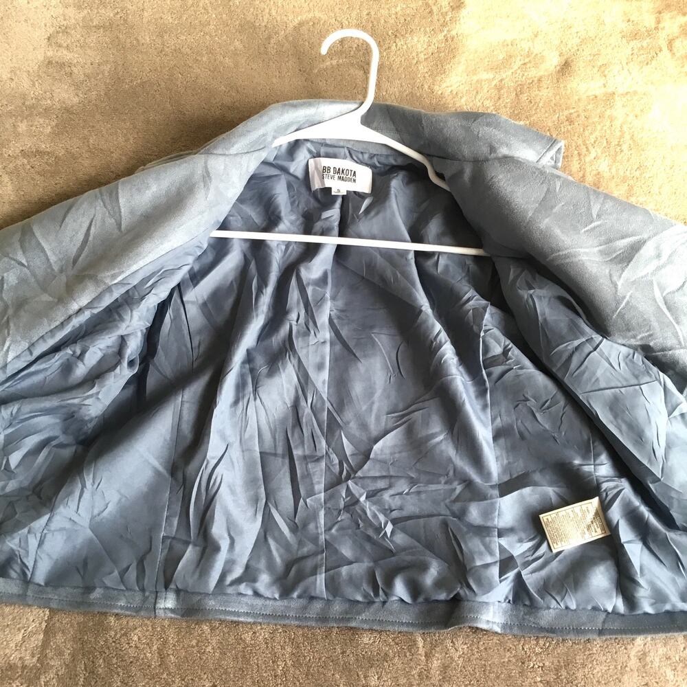 BB Dakota Jacket Womens Sz Small Blue Faux Suede Moto Steve Madden Casual NEW - Picture 5 of 9